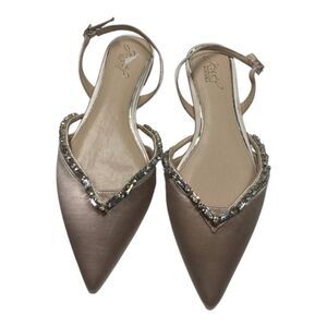 Jewel Badgley Mischka  camden pointed toe slingback flatsin rose gold